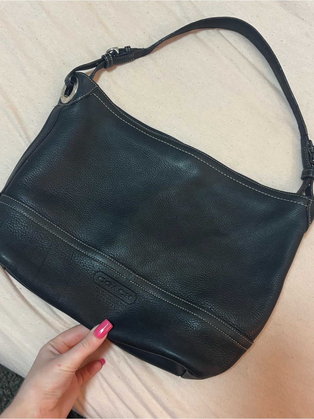 Coach Black Pebbled Leather Hobo Shoulder Bag